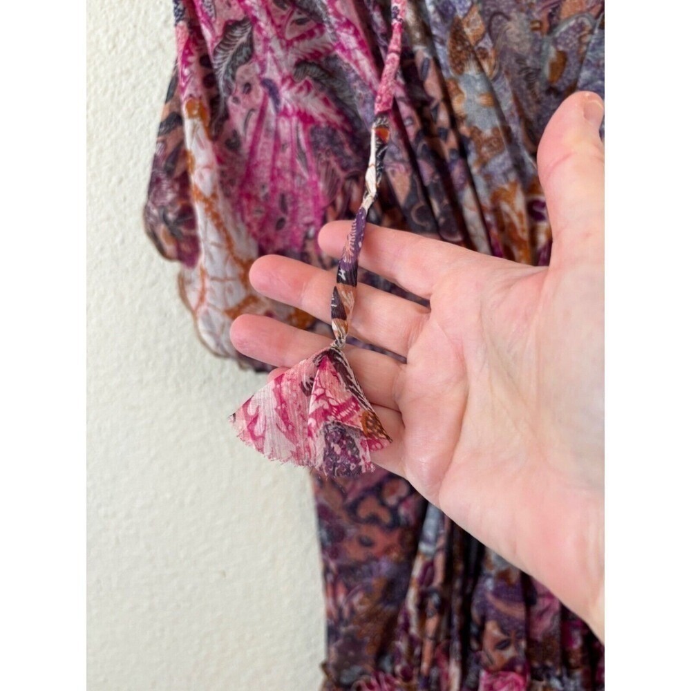 Misa Los Angeles Purple-Pink Printed V-Neck Midi Dress - Picture 6 of 8